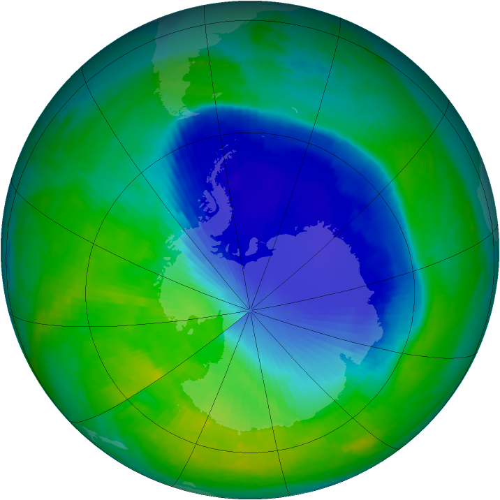Antarctic ozone map for 04 December 1999